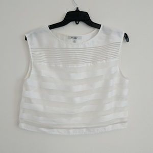 Milly white sheer stripe crop top